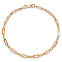 14k Two-tone Polished Fancy Rectangle Link 7.5in Bracelet-FB1885Y/R-7.5