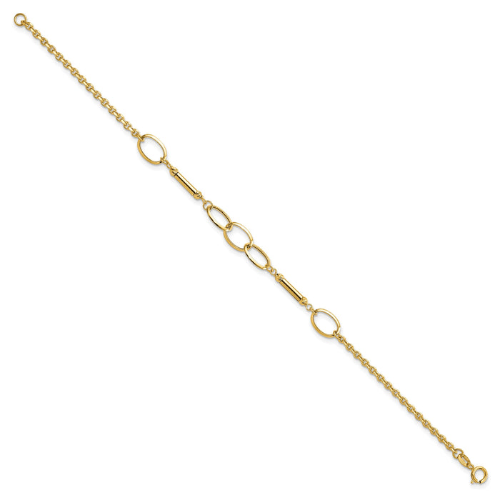 14K Polished Bars and Links Bracelet-FB1887-7.5