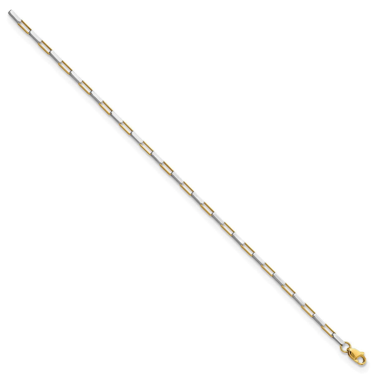 14k Two-tone Polished Fancy Box Links 7.5in Bracelet-FB1901Y/W-7.5
