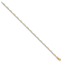 14k Two-tone Polished Fancy Box Links 7.5in Bracelet-FB1901Y/W-7.5