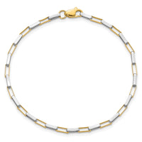 14k Two-tone Polished Fancy Box Links 7.5in Bracelet-FB1901Y/W-7.5