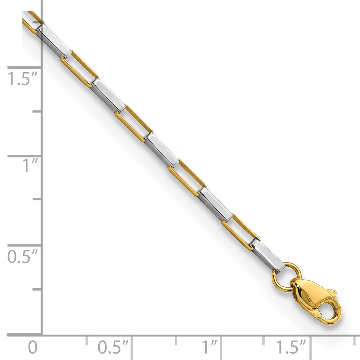 14k Two-tone Polished Fancy Box Links 7.5in Bracelet-FB1901Y/W-7.5