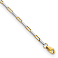 14k Two-tone Polished Fancy Box Links 7.5in Bracelet-FB1901Y/W-7.5