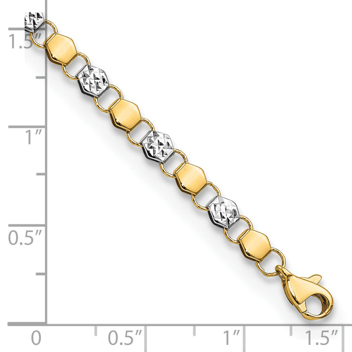 14K and White Rhodium D/C Fancy 7.5in Bracelet-FB1906-7.5