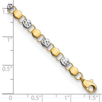 14K and White Rhodium D/C Fancy 7.5in Bracelet-FB1906-7.5