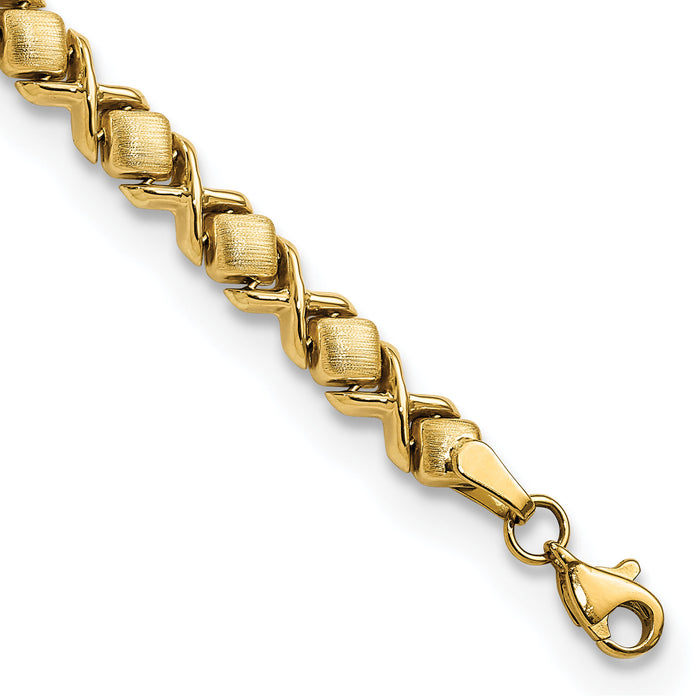 14k Brushed and Polished Stampato 7.5in Bracelet-FB1909-7.5