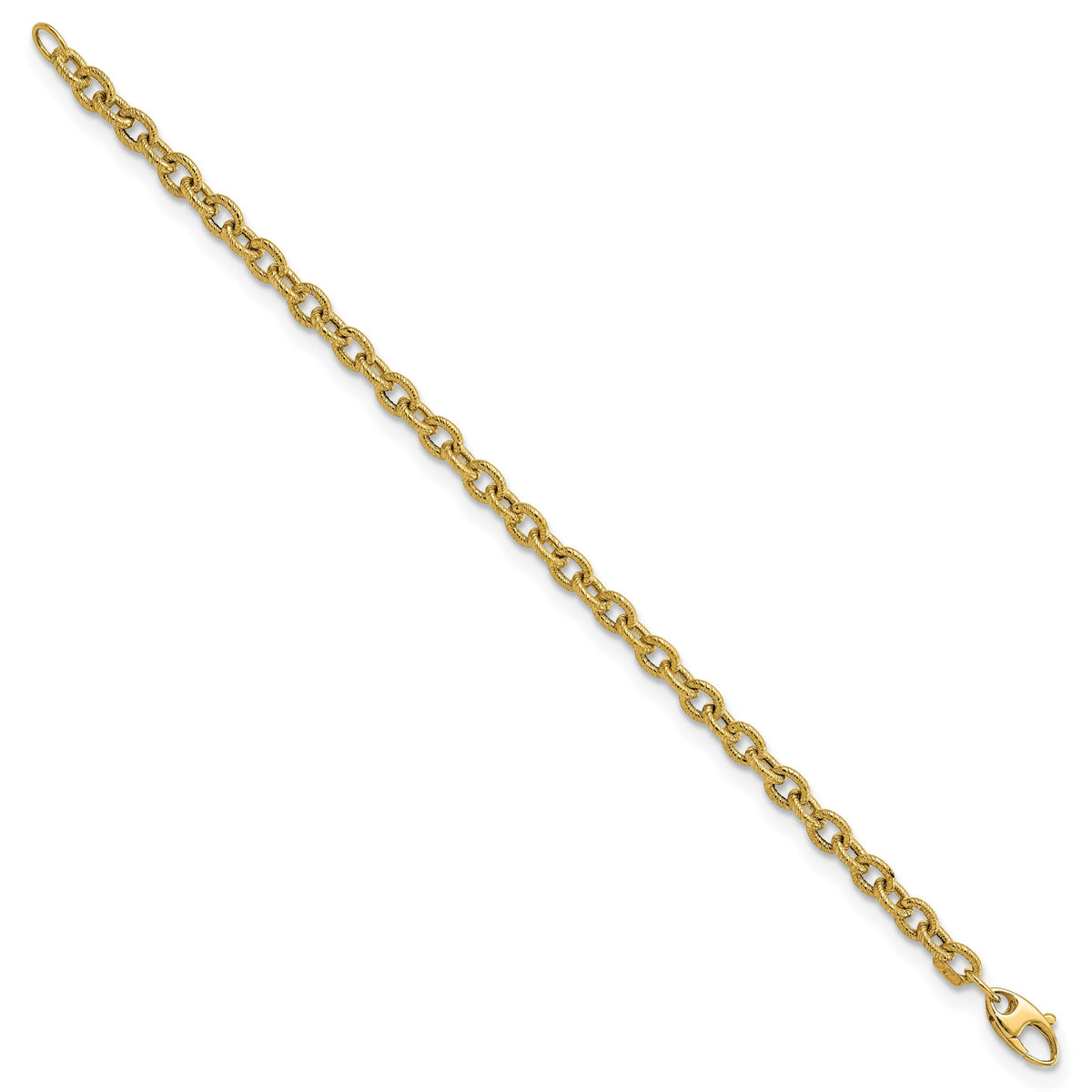 14k Polished and Textured Cable Link 7.5in Bracelet-FB1914-7.5