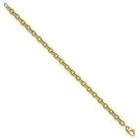 14k Polished and Textured Cable Link 7.5in Bracelet-FB1914-7.5