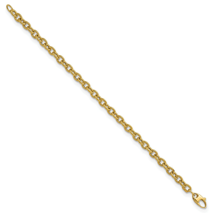 14k Polished and Textured Cable Link 7.5in Bracelet-FB1914-7.5