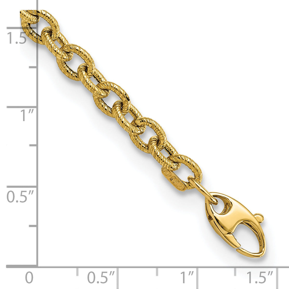 14k Polished and Textured Cable Link 7.5in Bracelet-FB1914-7.5