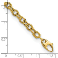 14k Polished and Textured Cable Link 7.5in Bracelet-FB1914-7.5