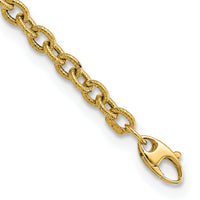 14k Polished and Textured Cable Link 7.5in Bracelet-FB1914-7.5