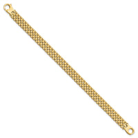 14K Brushed and Polished Basket Weave Pattern 7.5in Bracelet-FB1931-7.5