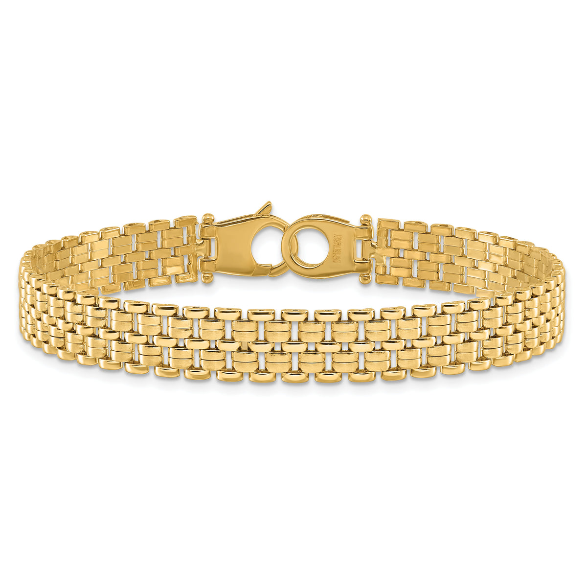 14K Brushed and Polished Basket Weave Pattern 7.5in Bracelet-FB1931-7.5