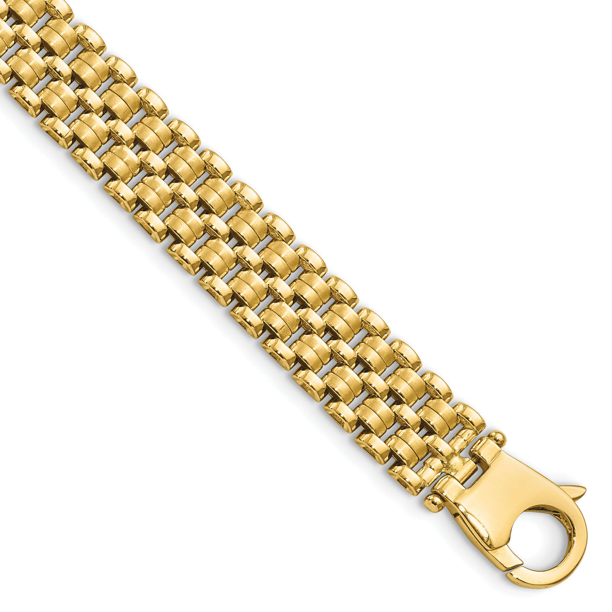 14K Brushed and Polished Basket Weave Pattern 7.5in Bracelet-FB1931-7.5