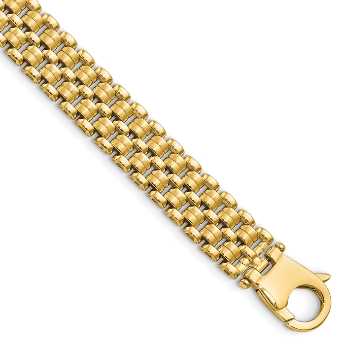 14K Brushed and Polished Basket Weave Pattern 7.5in Bracelet-FB1931-7.5