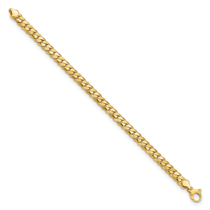 14k Satin and Polished 6.5mm Fancy Link Bracelet-FB1933-7.75