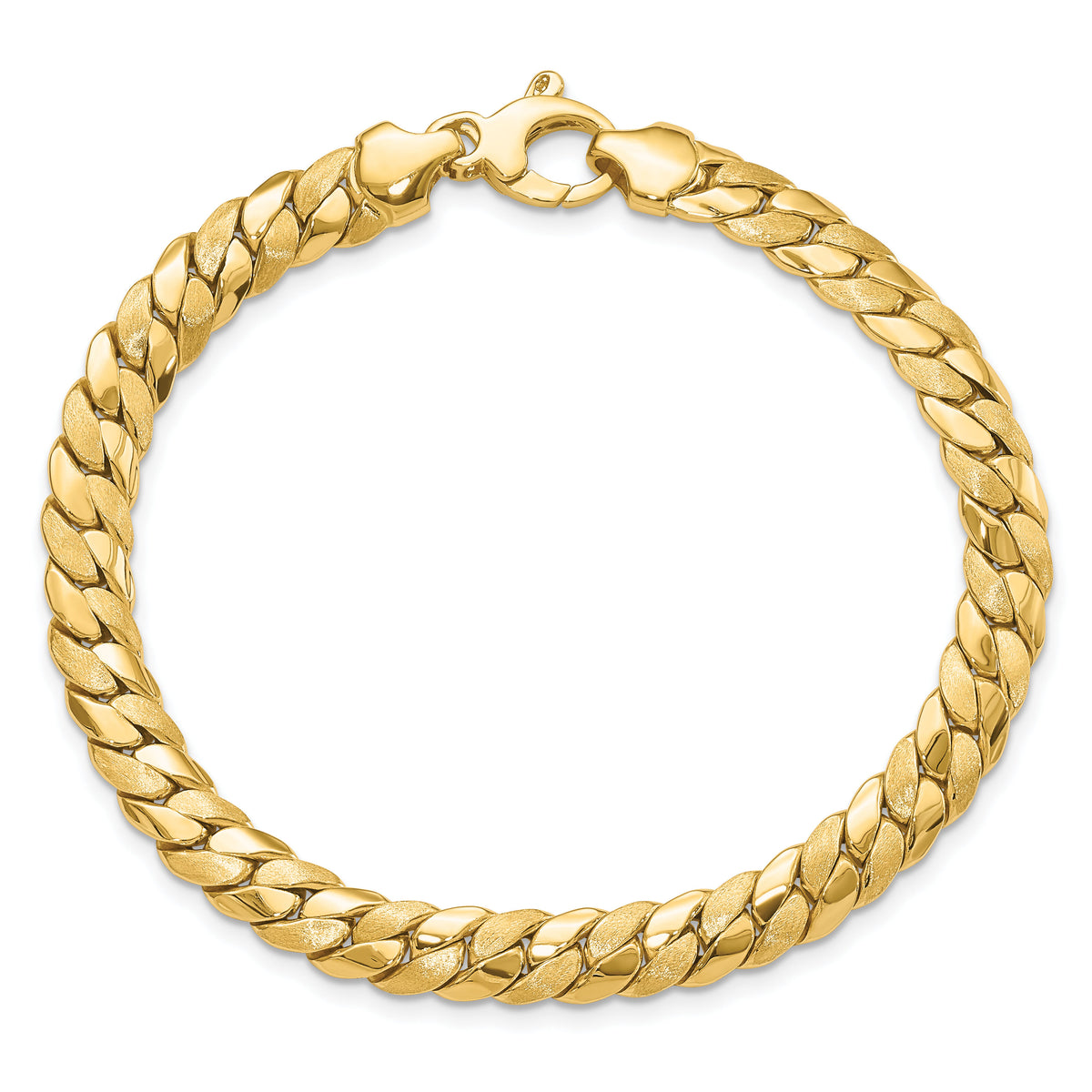 14k Satin and Polished 6.5mm Fancy Link Bracelet-FB1933-7.75