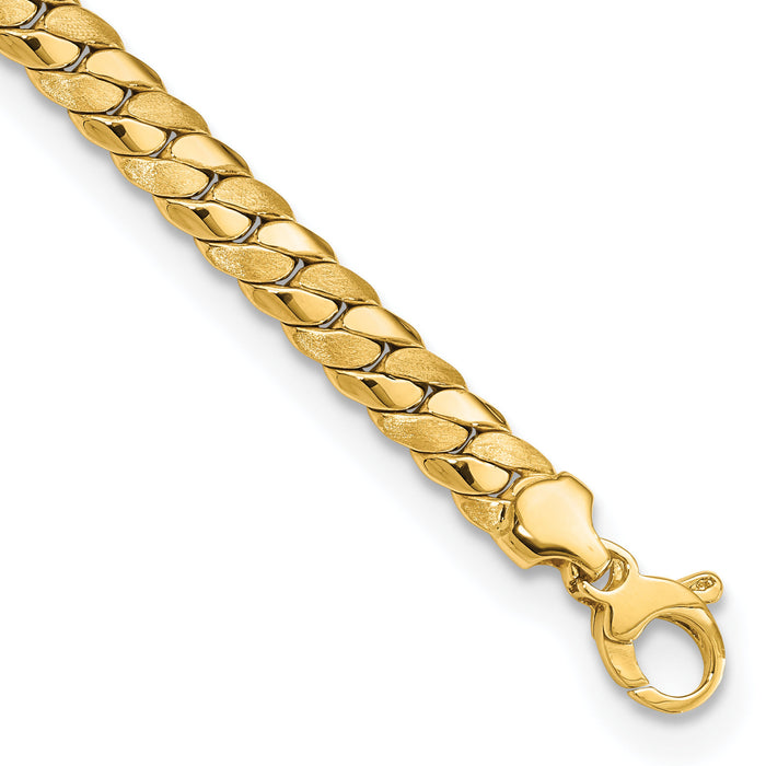 14k Satin and Polished 6.5mm Fancy Link Bracelet-FB1933-7.75