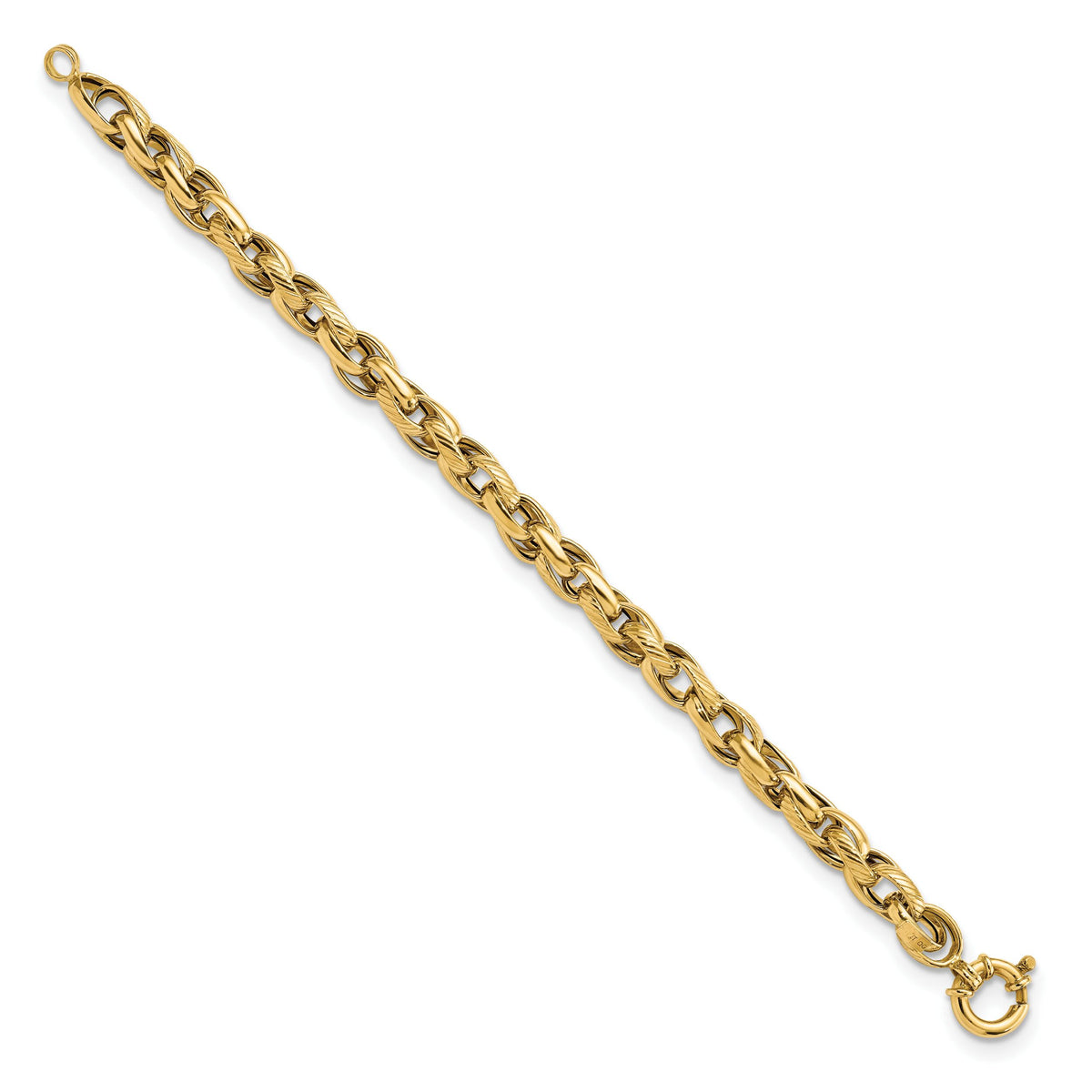 14k Polished and Textured Link 7.5in Bracelet-FB1943-7.5