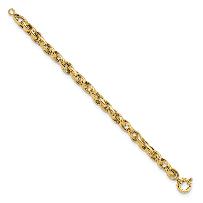 14k Polished and Textured Link 7.5in Bracelet-FB1943-7.5