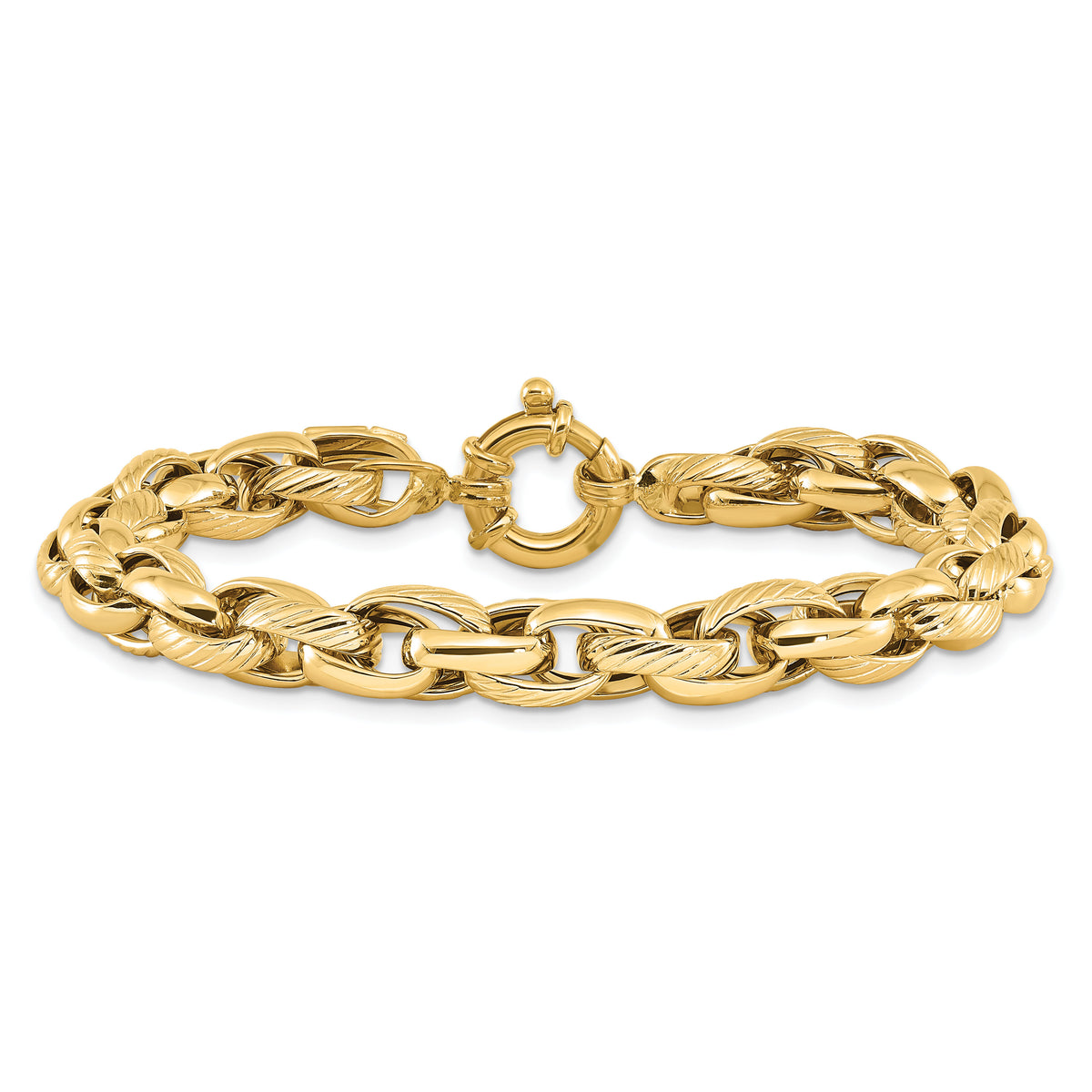 14k Polished and Textured Link 7.5in Bracelet-FB1943-7.5