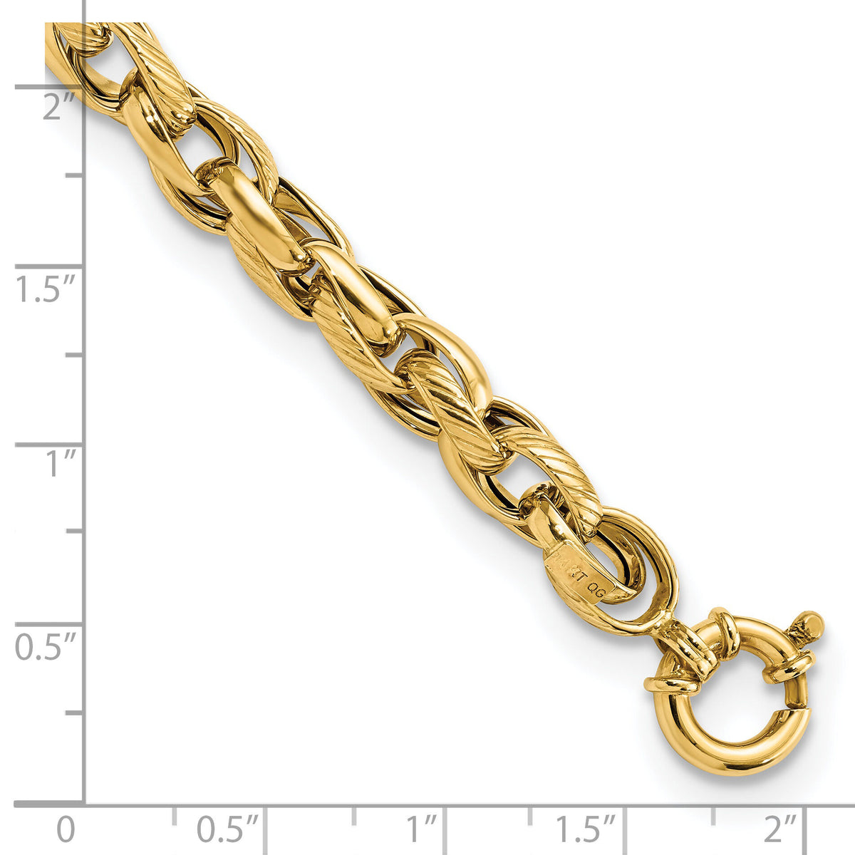 14k Polished and Textured Link 7.5in Bracelet-FB1943-7.5