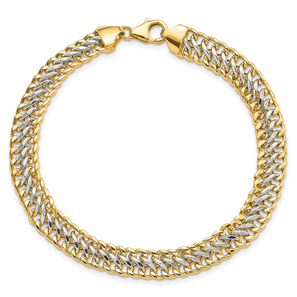 14K & White Rhodium Polished Fancy Link Bracelet-FB1968-8