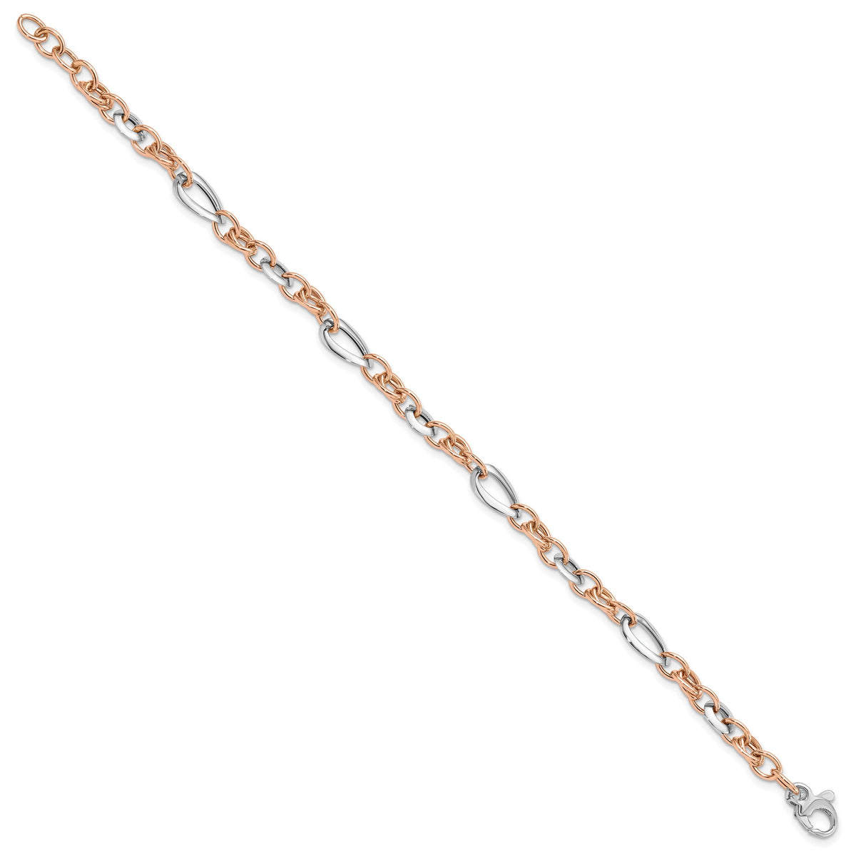 14K Two-tone White and Rose Fancy Link Bracelet-FB1970-8