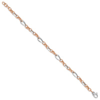 14K Two-tone White and Rose Fancy Link Bracelet-FB1970-8