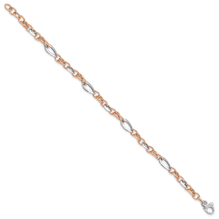 14K Two-tone White and Rose Fancy Link Bracelet-FB1970-8