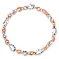 14K Two-tone White and Rose Fancy Link Bracelet-FB1970-8
