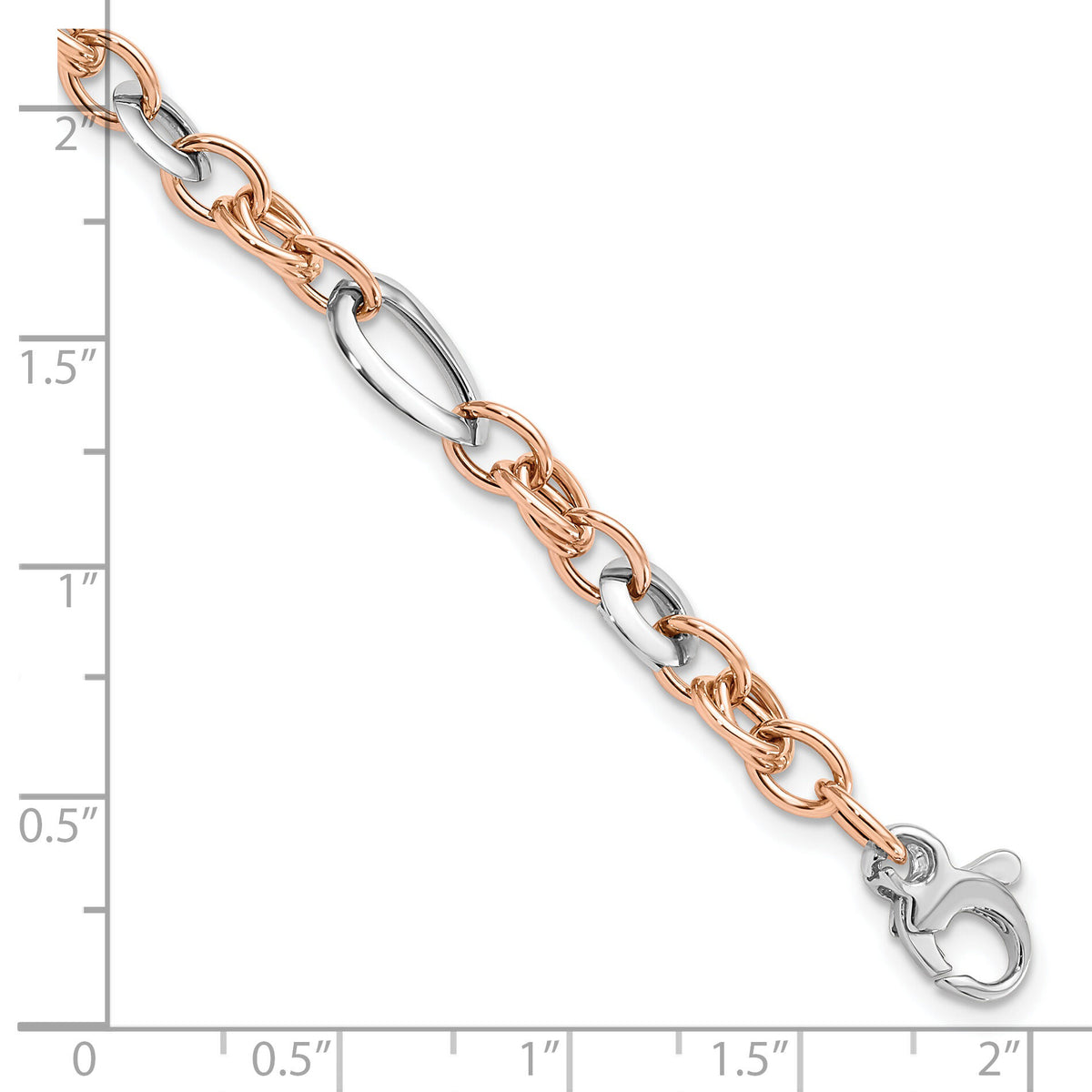14K Two-tone White and Rose Fancy Link Bracelet-FB1970-8