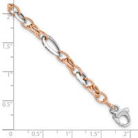 14K Two-tone White and Rose Fancy Link Bracelet-FB1970-8