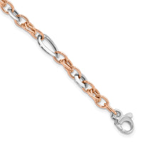 14K Two-tone White and Rose Fancy Link Bracelet-FB1970-8
