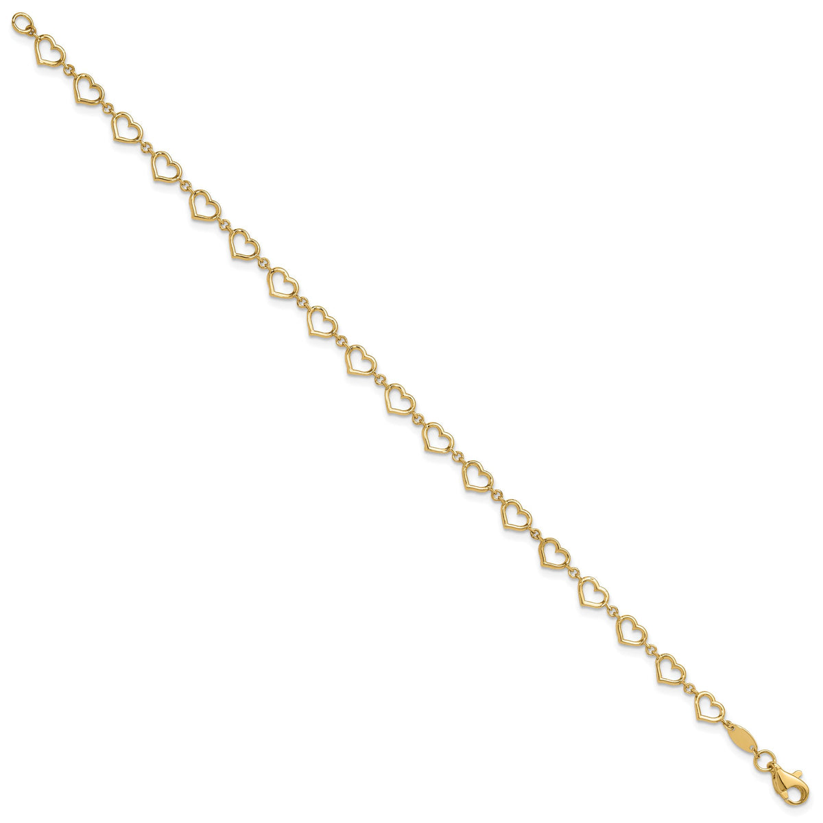 14K Polished Heart Link Bracelet-FB1980-7.5
