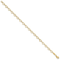 14K Polished Heart Link Bracelet-FB1980-7.5