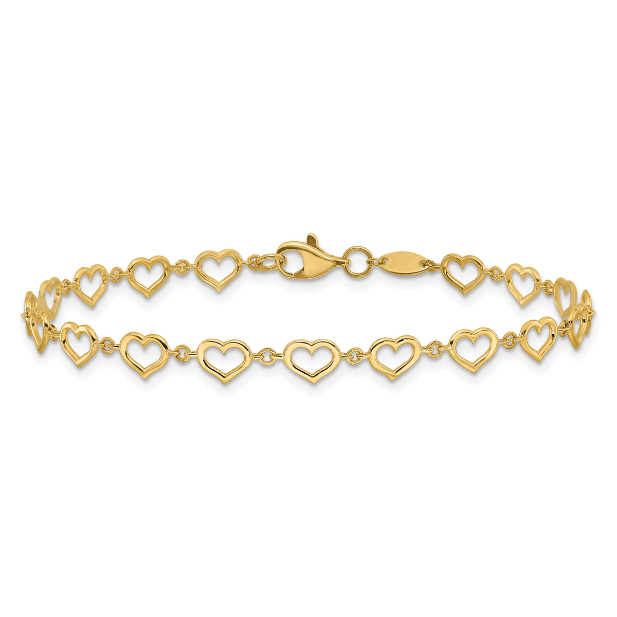 14K Polished Heart Link Bracelet-FB1980-7.5