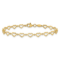 14K Polished Heart Link Bracelet-FB1980-7.5