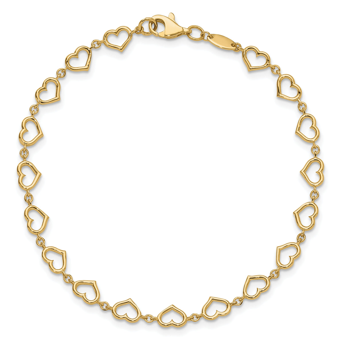 14K Polished Heart Link Bracelet-FB1980-7.5