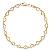 14K Polished Heart Link Bracelet-FB1980-7.5