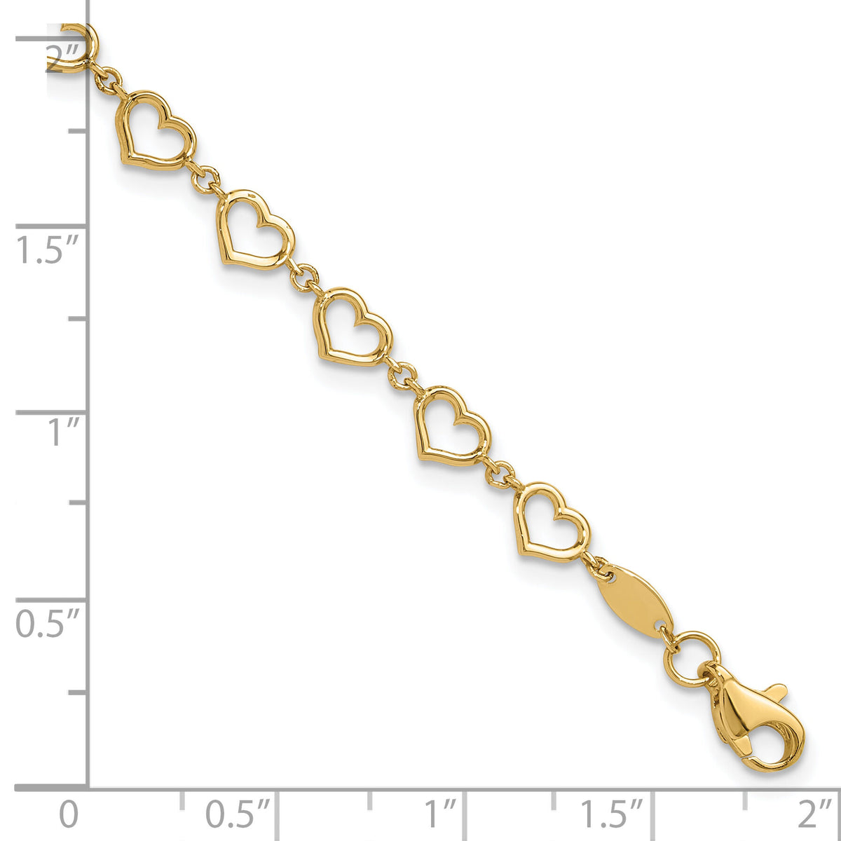 14K Polished Heart Link Bracelet-FB1980-7.5