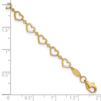 14K Polished Heart Link Bracelet-FB1980-7.5