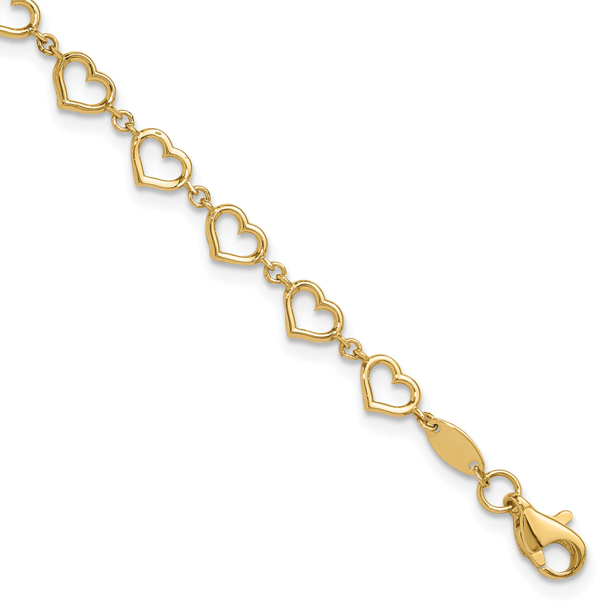 14K Polished Heart Link Bracelet-FB1980-7.5