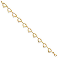 14K Polished Heart Link Bracelet-FB1981-7