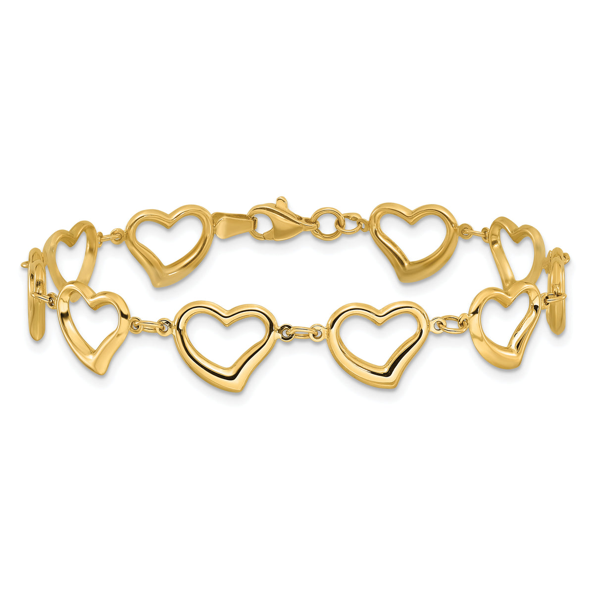 14K Polished Heart Link Bracelet-FB1981-7