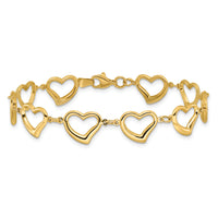 14K Polished Heart Link Bracelet-FB1981-7