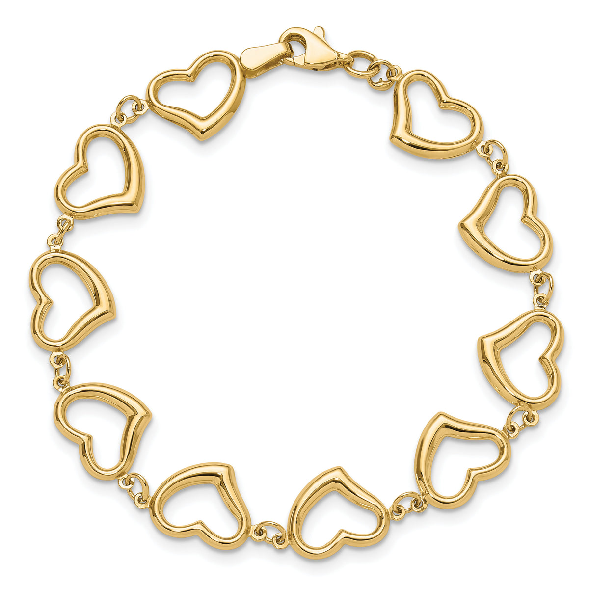 14K Polished Heart Link Bracelet-FB1981-7