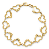 14K Polished Heart Link Bracelet-FB1981-7