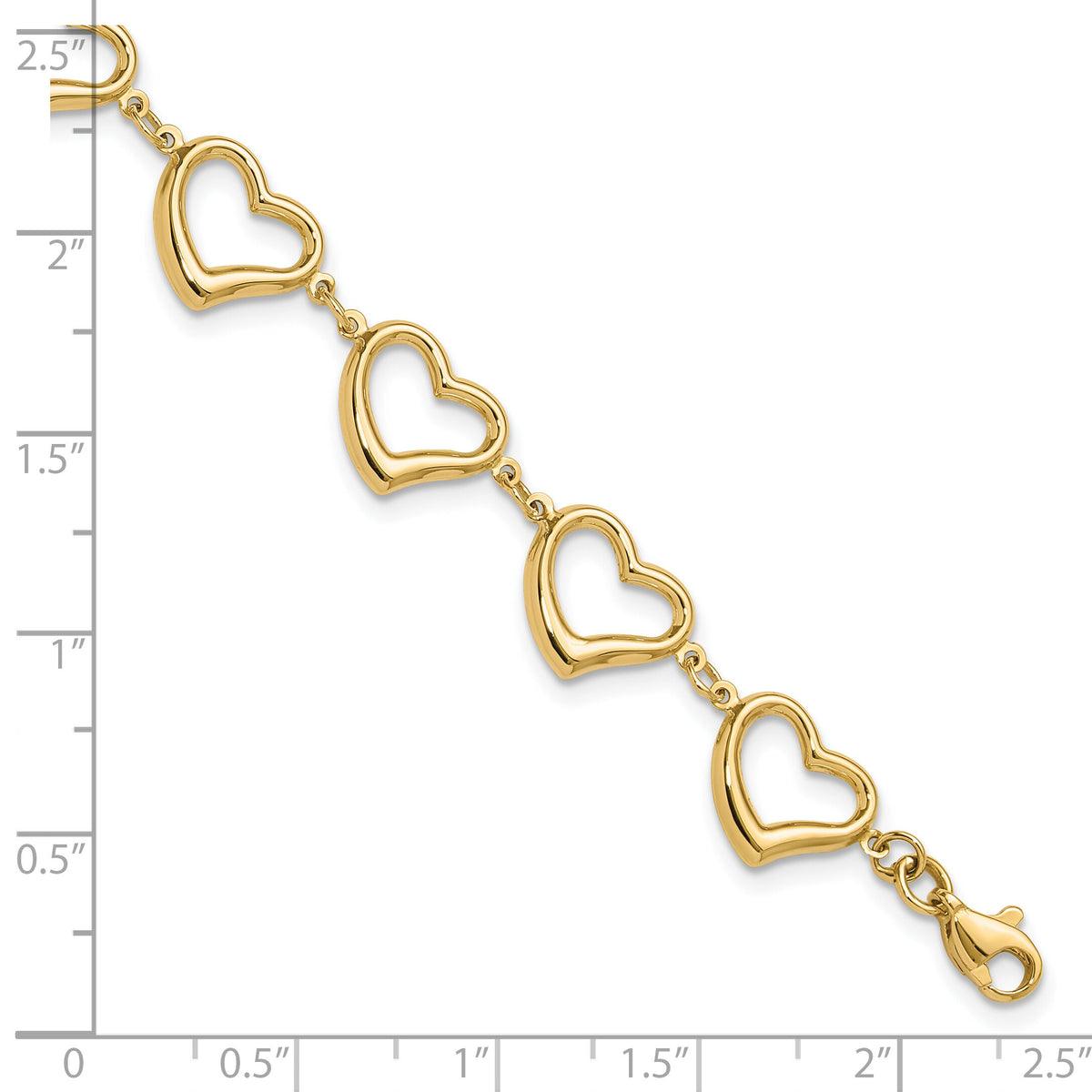 14K Polished Heart Link Bracelet-FB1981-7